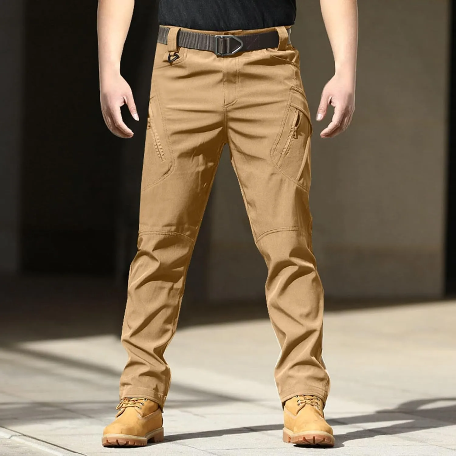 Mens Casual Cargo Pants Tactical Workout Sport Pants Multi-Pocket Straight Leg Trousers Running Joggers