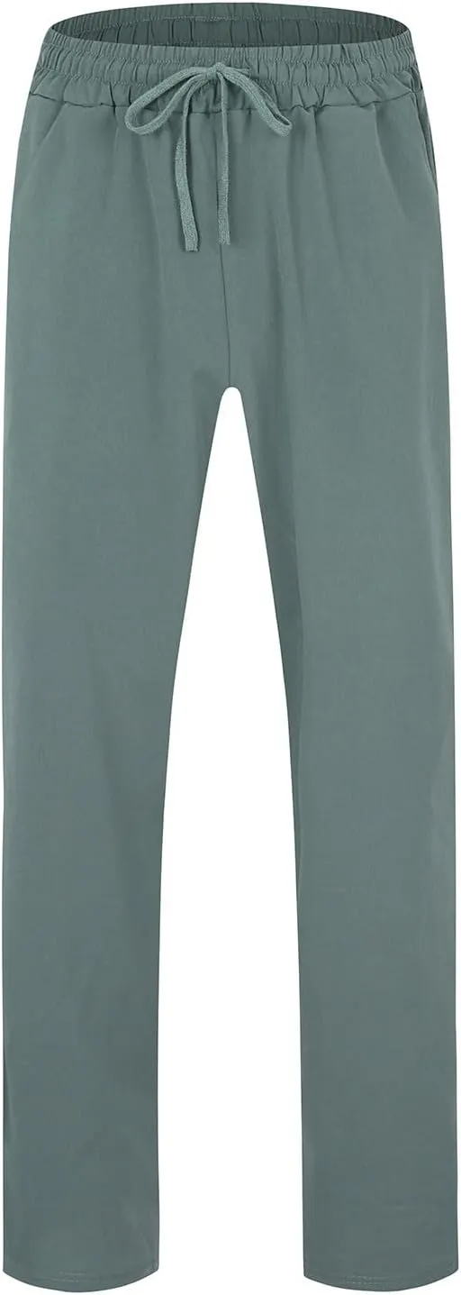 Mens Casual Linen Pants Workout Athletic Joggers Loose and Light Trousers Lightweight Pant Leisure and Daily Wear