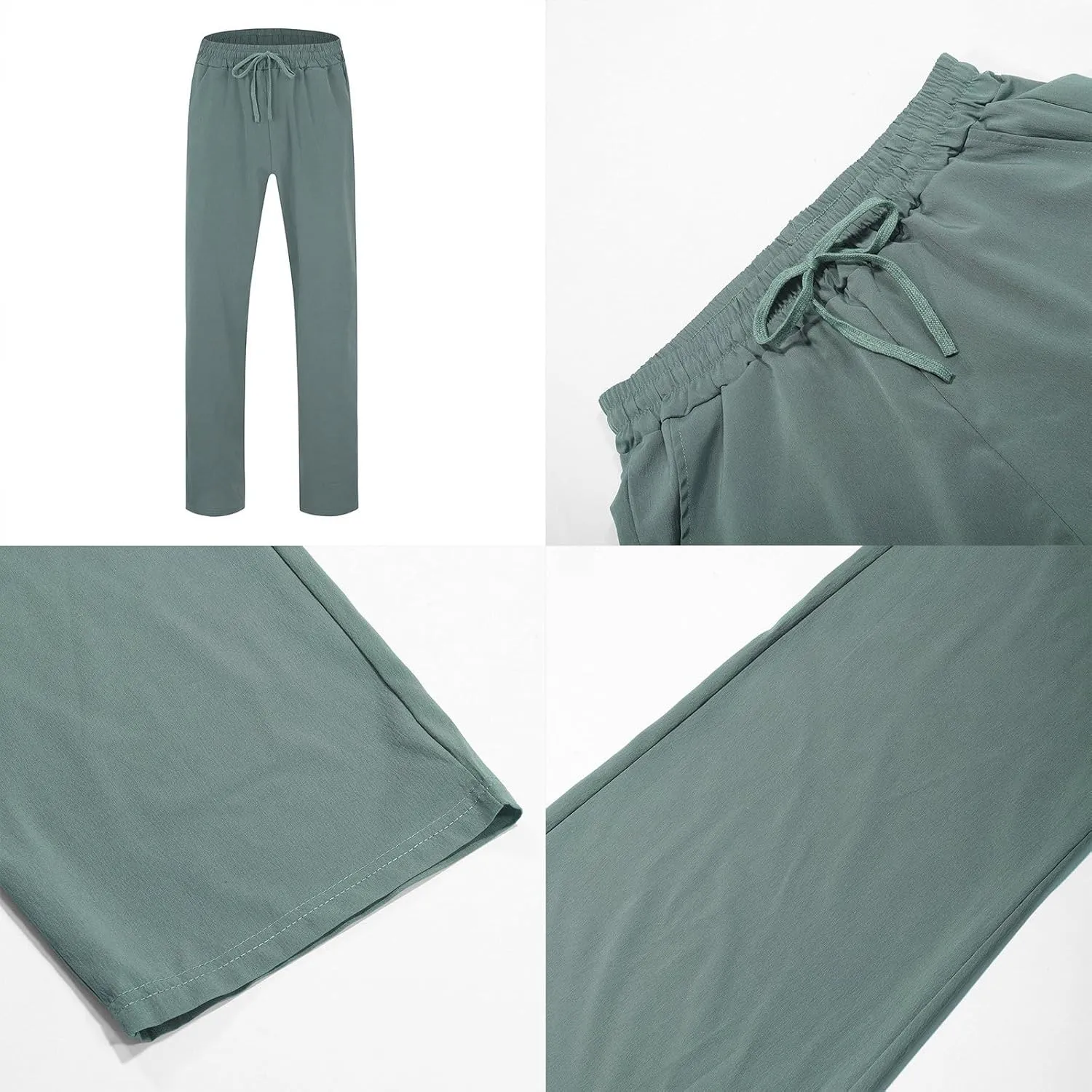 Mens Casual Linen Pants Workout Athletic Joggers Loose and Light Trousers Lightweight Pant Leisure and Daily Wear
