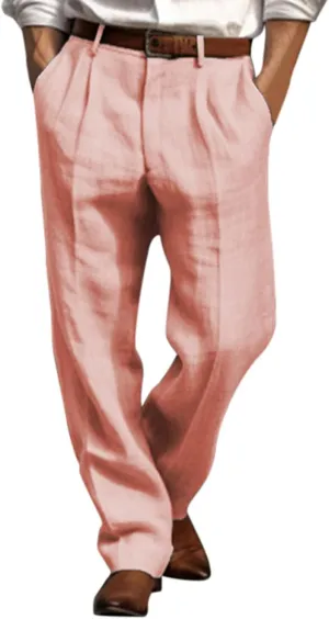 Mens Casual Pants Elastic Waist Lightweight Loose Fit Pleated Slacks Summer Beach Yoga Trousers, Tactical Pants for Men