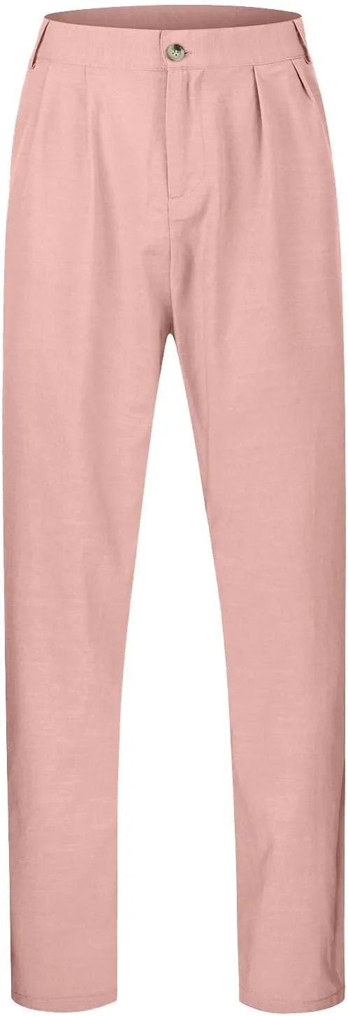 Mens Casual Pants Elastic Waist Lightweight Loose Fit Pleated Slacks Summer Beach Yoga Trousers, Tactical Pants for Men