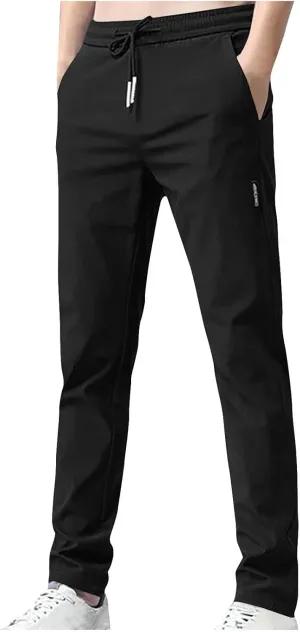 Men's Chino Pants Classic Slim Fit Casual Stretch Soft Sweatpants Gym Workout Joggers Straight Trousers with Pockets