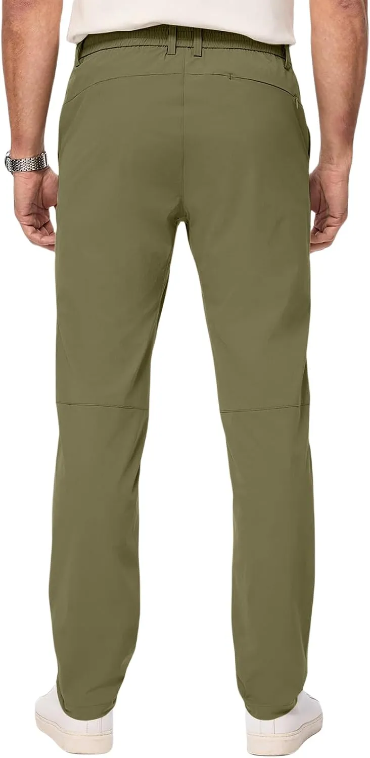 Mens Chino Pants Lightweight Quick Dry Golf Pants Stretch Slim Fit Business Casual Work Dress Slacks Zipper Pocket