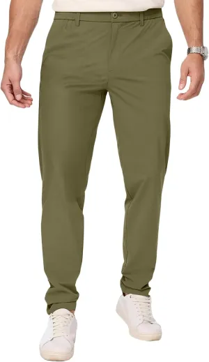 Mens Chino Pants Lightweight Quick Dry Golf Pants Stretch Slim Fit Business Casual Work Dress Slacks Zipper Pocket