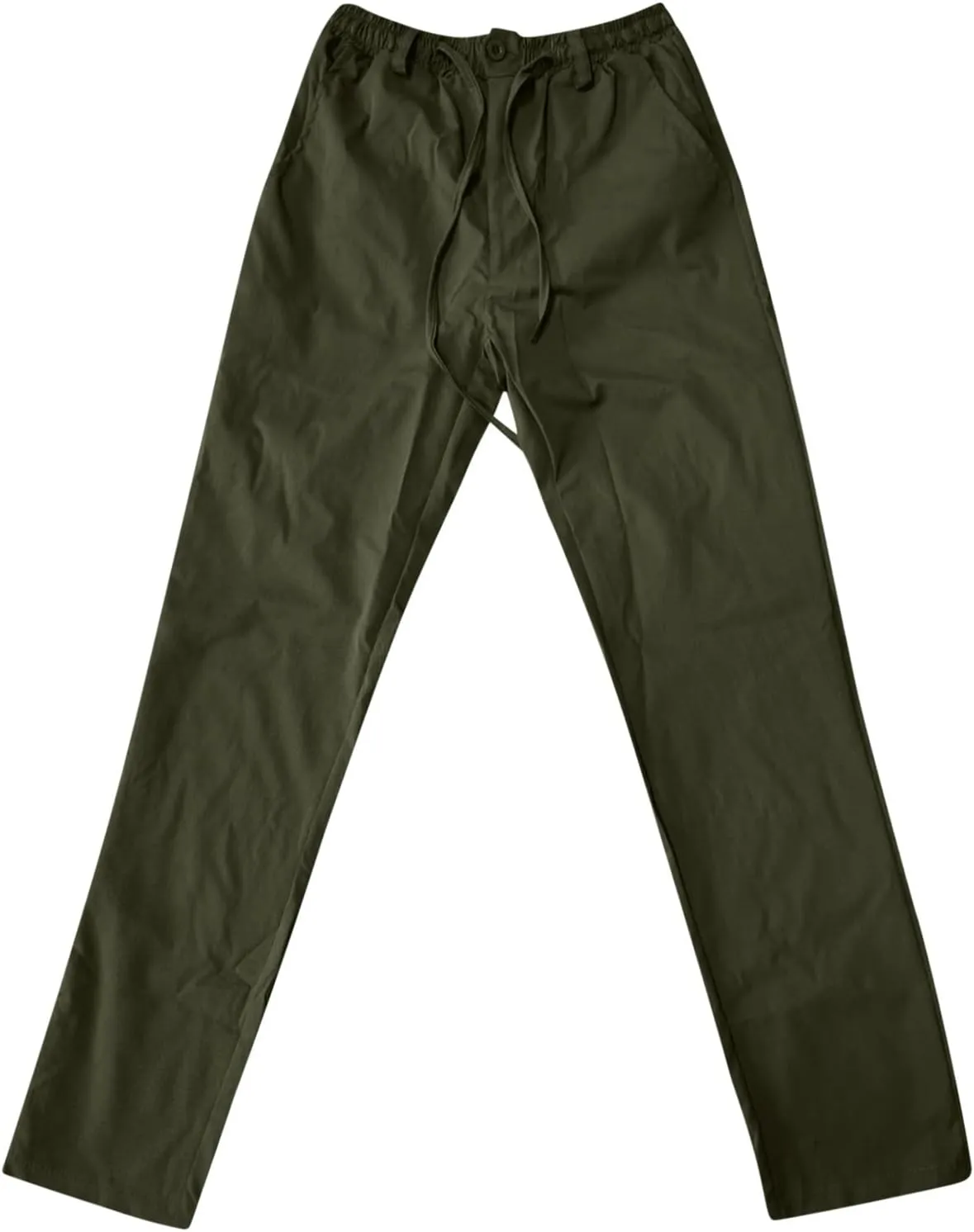 Men's Drawstring Linen Pants, Casual Summer Zipper Solid Color Beach Loose Workout Trousers, Oversized Sweatpants Mens