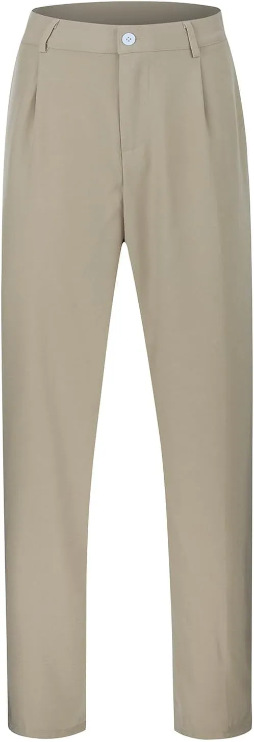 Mens Dress Pants Slim Fit Business Casual Expandable Waist Work Sweatpants Straight Leg Golf Comfort Suit Pants