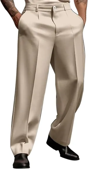 Mens Dress Pants Slim Fit Business Casual Expandable Waist Work Sweatpants Straight Leg Golf Comfort Suit Pants