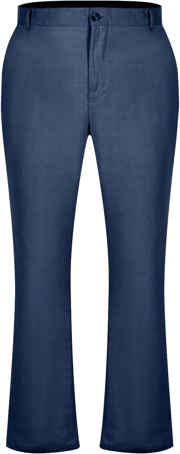 Mens Dress Pants Stylish Slim Fit Stretch Flat Front Elastic Waistband Suit Trouser Office Business Casual Pant