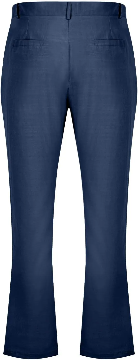 Mens Dress Pants Stylish Slim Fit Stretch Flat Front Elastic Waistband Suit Trouser Office Business Casual Pant