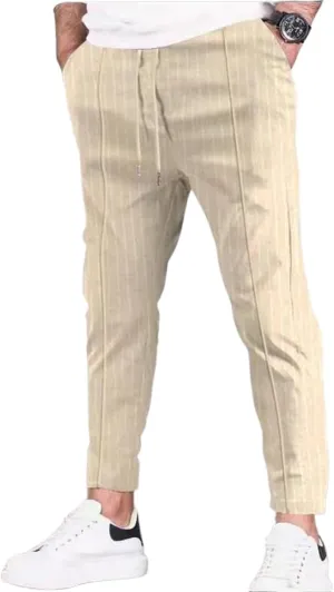 Mens Fashion Straight Pants Elastic Waist Drawstring Casual Slim Fit Classic Soft Sweatpant Yoga Beach Jogger Trousers