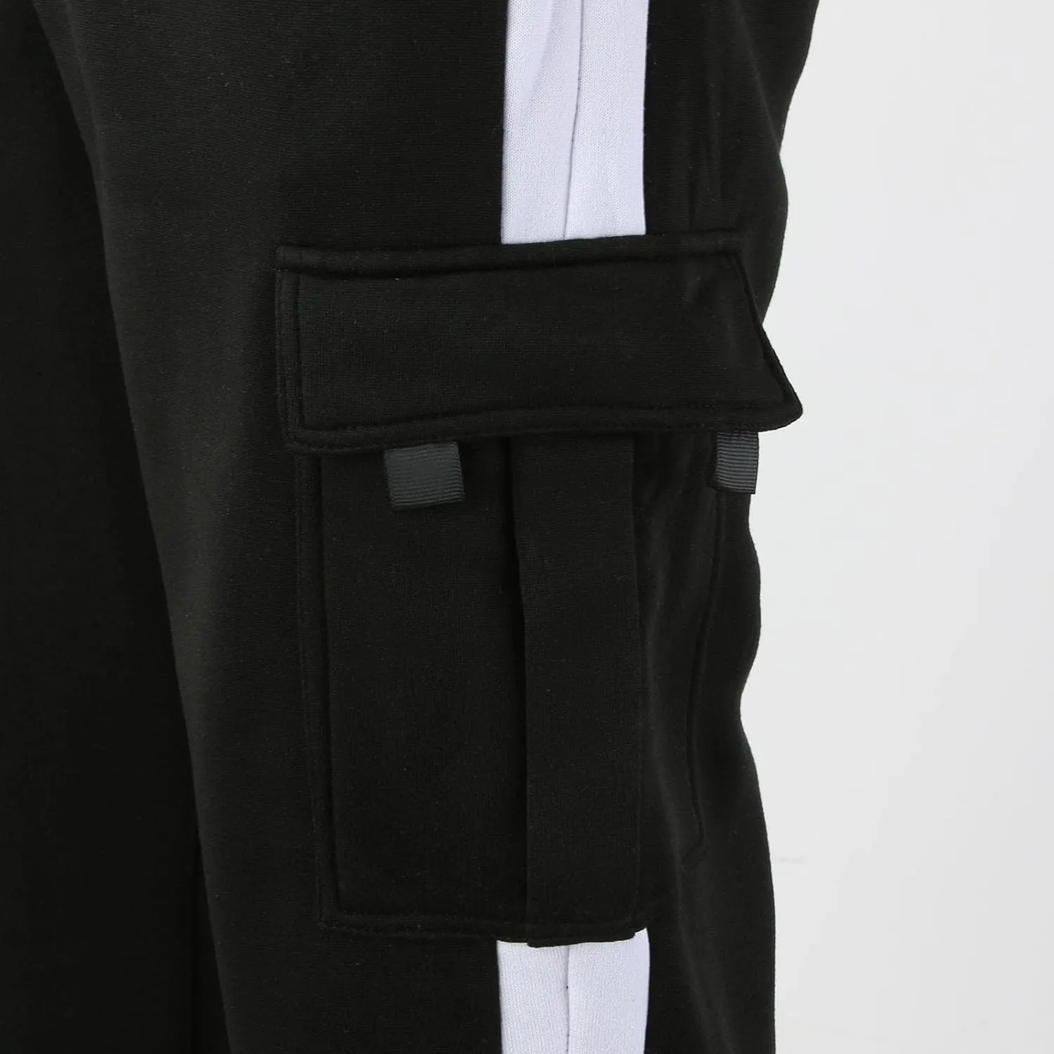 Men's Fleece Cargo Sweatpants Drawstring Loose Fit Sweatpants Casual Athletic Sports Trousers for Men with Pockets