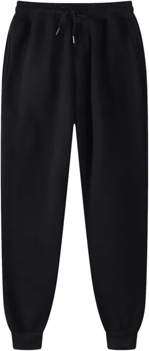 Mens Jogger Pants Elastic Waisted Sweatpant with Pockets Casual Soft Fleece Athletic Workout Running Sports Trousers