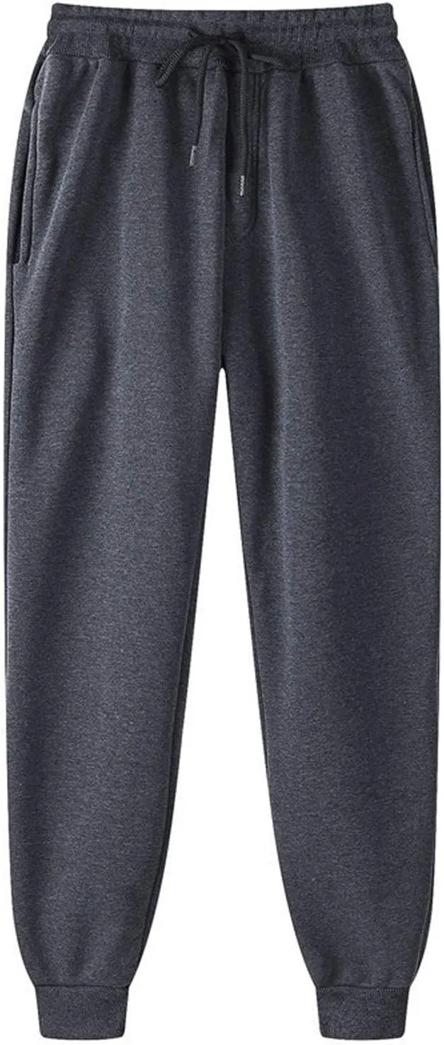 Mens Jogger Pants Elastic Waisted Sweatpant with Pockets Casual Soft Fleece Athletic Workout Running Sports Trousers