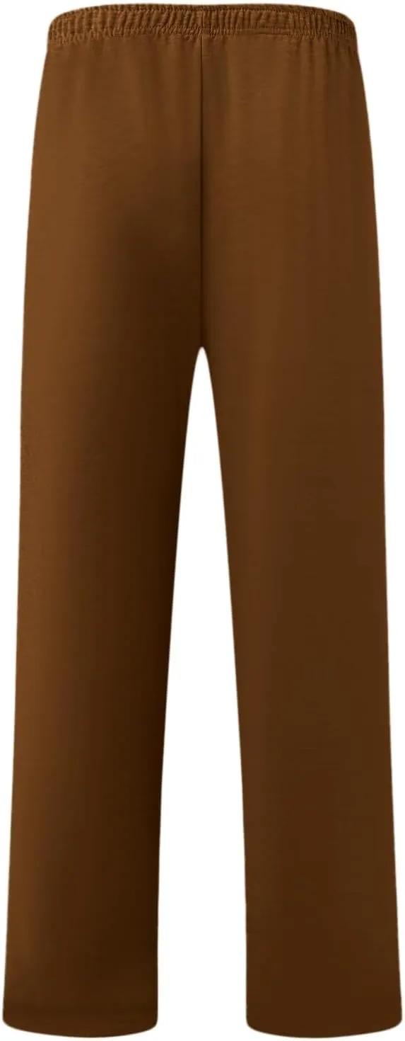 Men's Linen Harem Pants, Casual Loose Drawstring Elastic Waist Sweatpant, Outdoor Baggy Hiking Jogger Trousers Pockets