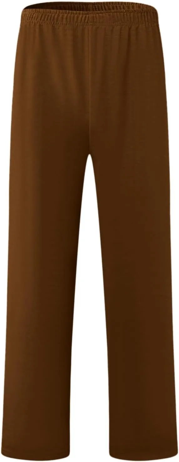 Men's Linen Harem Pants, Casual Loose Drawstring Elastic Waist Sweatpant, Outdoor Baggy Hiking Jogger Trousers Pockets