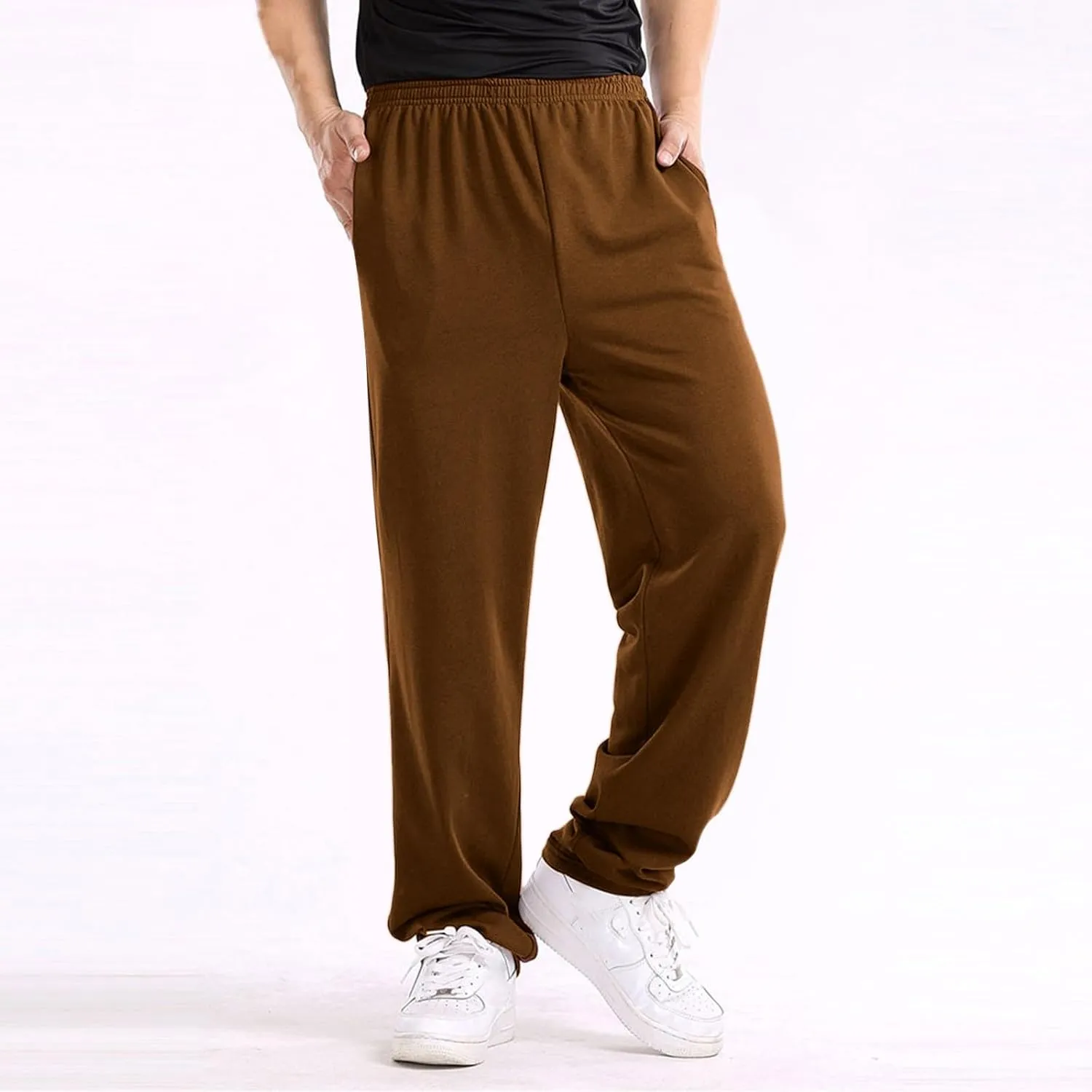 Men's Linen Harem Pants, Casual Loose Drawstring Elastic Waist Sweatpant, Outdoor Baggy Hiking Jogger Trousers Pockets