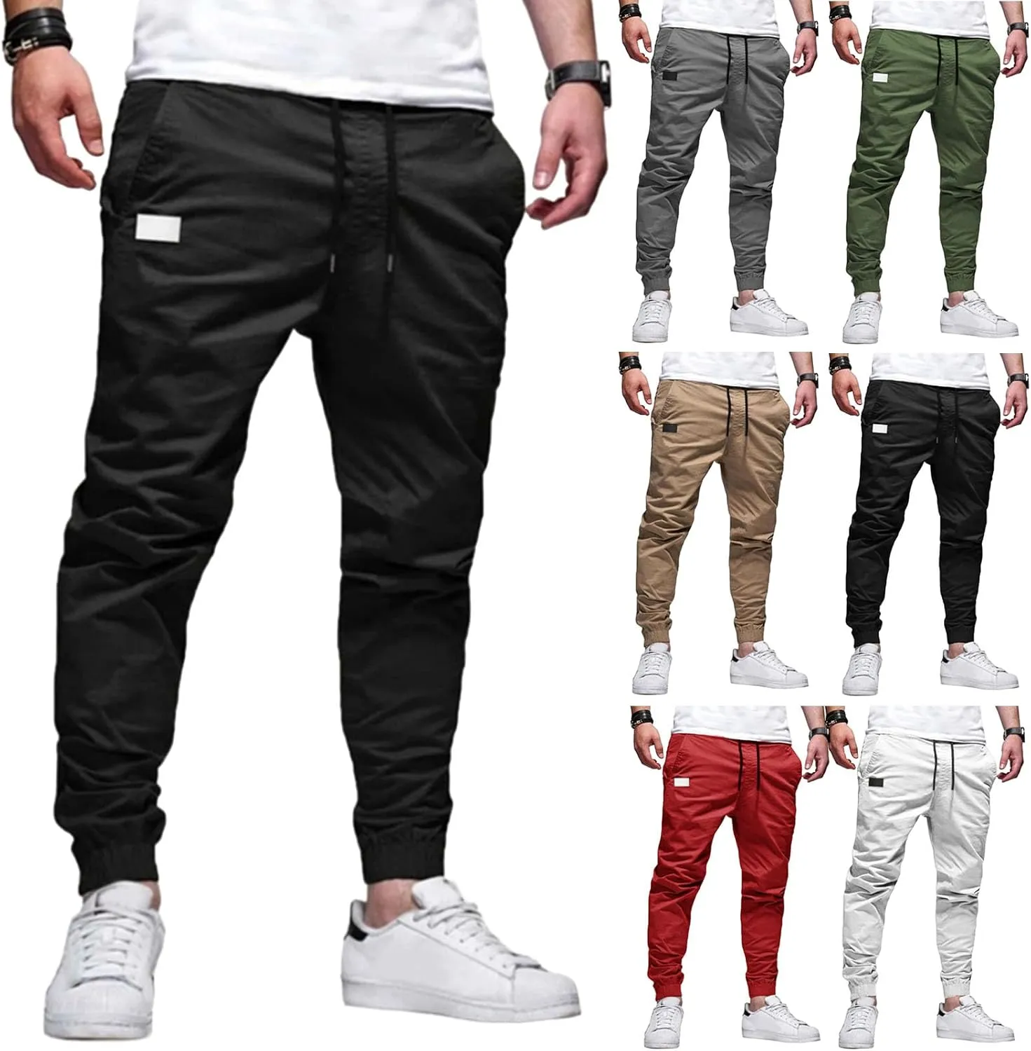 Men's Outdoor Jogging Casual Joggers Pants Slim Fit Workout Cargo Pant Straight Hiking Running Track Sweatpants