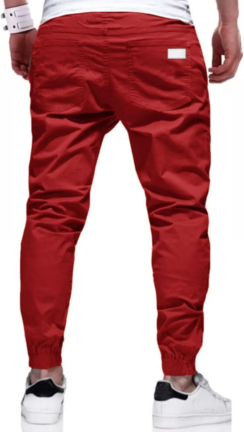 Men's Outdoor Jogging Casual Joggers Pants Slim Fit Workout Cargo Pant Straight Hiking Running Track Sweatpants