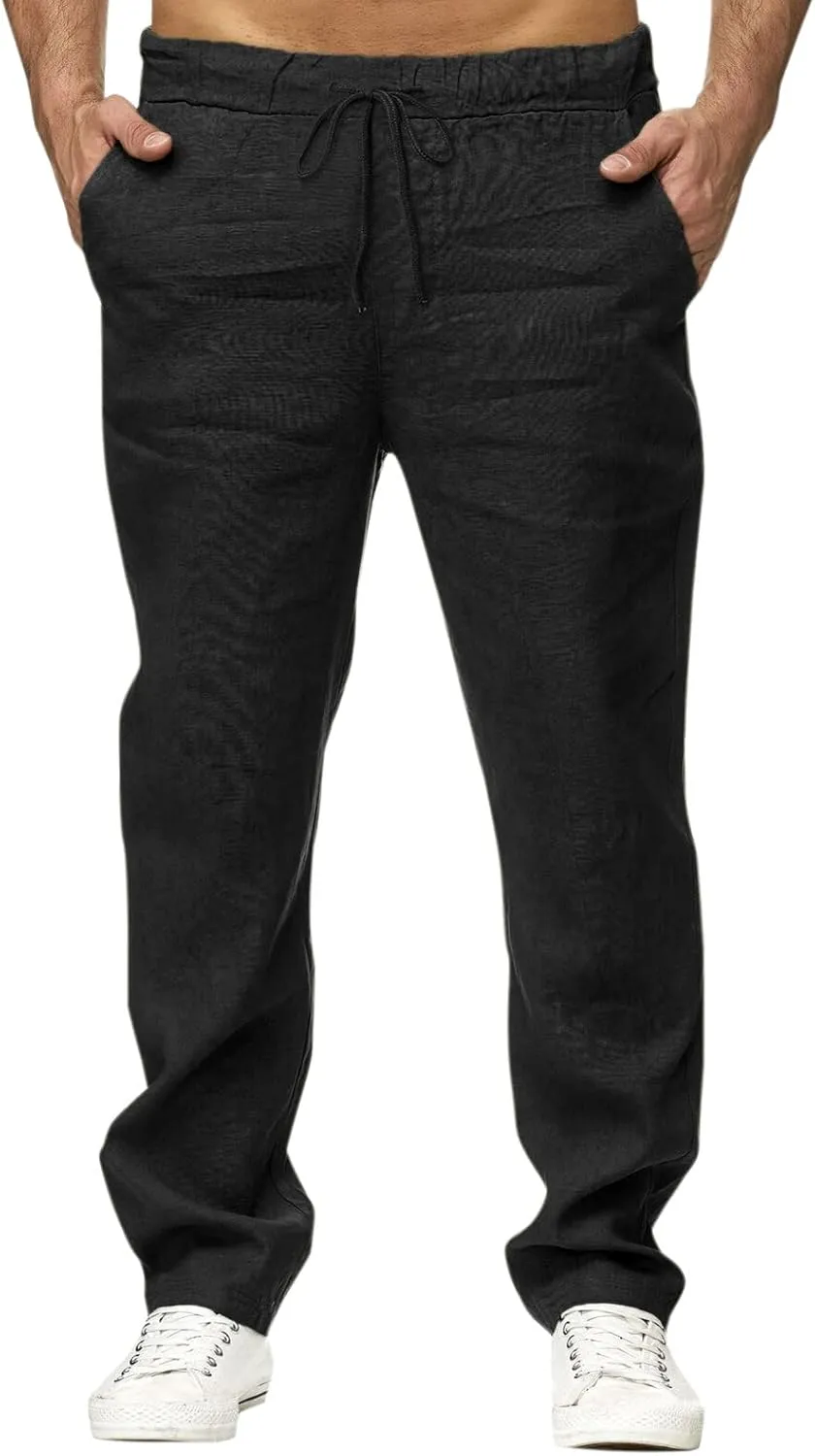 Mens Pants Cargo Joggers Sweatpants Men's Fashion Cotton Sweatpants Slim Fit Straight Joggers with Pockets Drawstring Fast Dry Trousers Athletic Pants Chino Pant Slim Fit B-Black