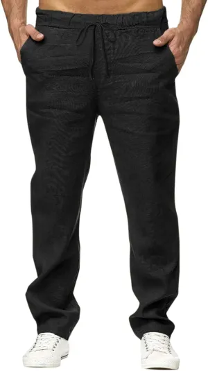 Mens Pants Casual Stretch Mens Autumn and Winter Casual Sweatpants Slim Fit Drawstring Joggers with Pockets Outdoor Hiking Sports Trousers Joggers Pants Man Cargo