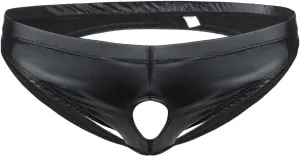 Mens PVC Patent Leather Wet Look Front Hole Briefs Jockstrap Underwear