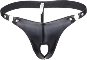 Men's Sexy Wet Look Leather Open Front Hole G-String Thongs Bikini Briefs T Back Underwear