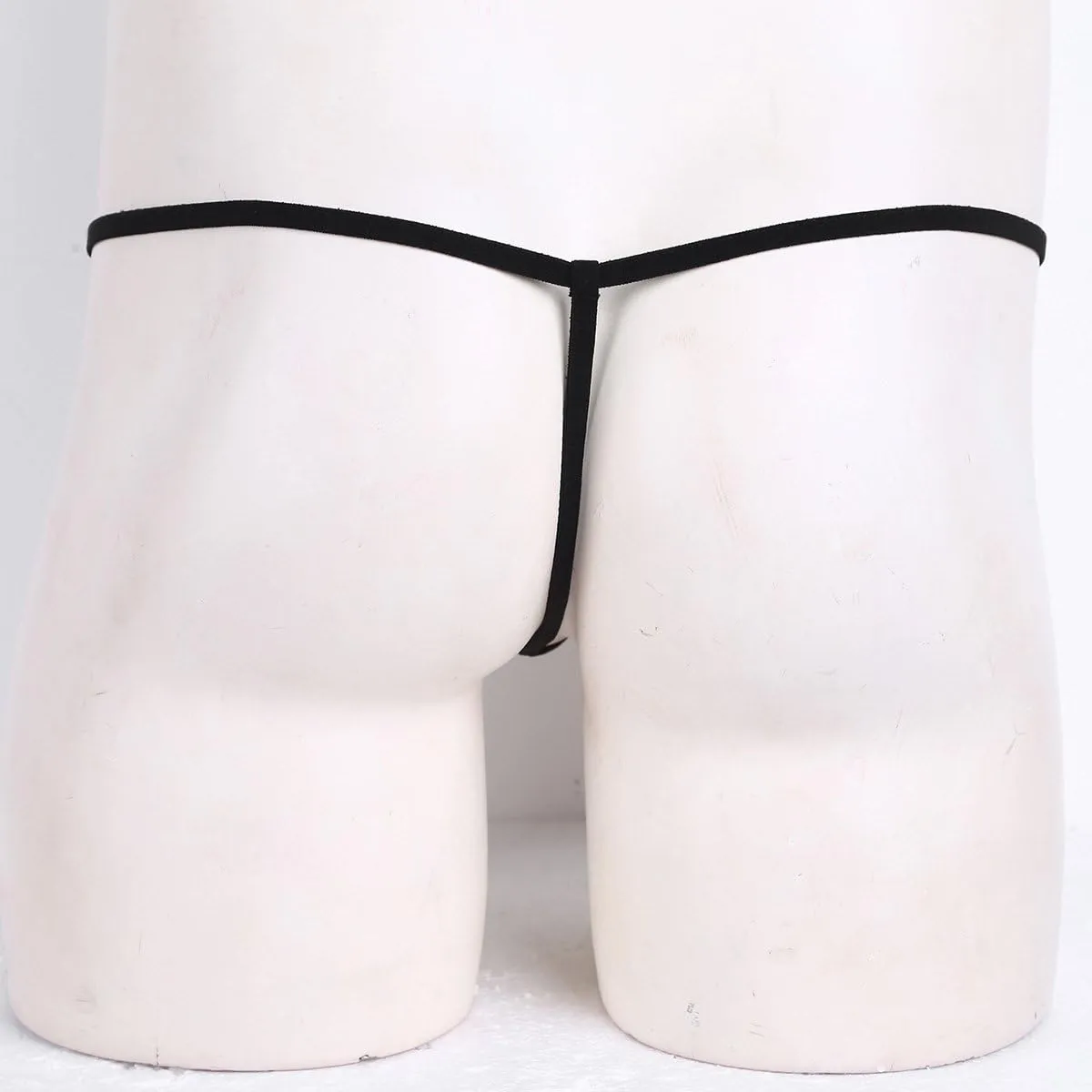 Men's Sexy Wet Look Leather Open Front Hole G-String Thongs Bikini Briefs T Back Underwear
