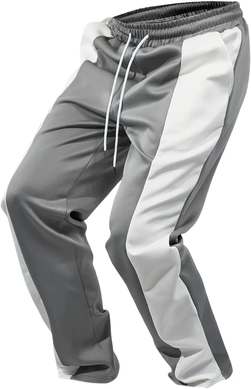 Mens Slim Fit Premium Track Pants Fashion Stripes Joggers Classic Fit Outdoor Sports Jogging Drawstring Waist Pants