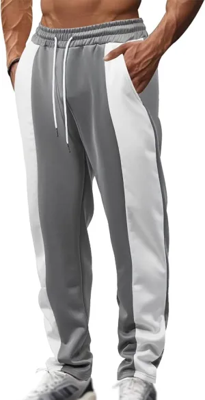 Mens Slim Fit Premium Track Pants Fashion Stripes Joggers Classic Fit Outdoor Sports Jogging Drawstring Waist Pants