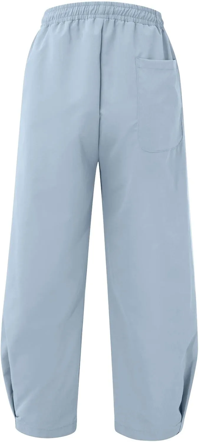 Men's Summer Beach Pants Elastic Waist Joggers Regular Fit Solid Color Pant Summer Long Trousers with Pockets