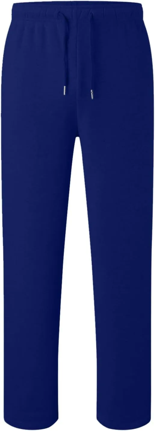 Mens Sweatpants Heavyweight Fleece Cargo Pants, Casual Stretch Elastic Waist Workout Jogger Wide Leg Drawstring Trousers