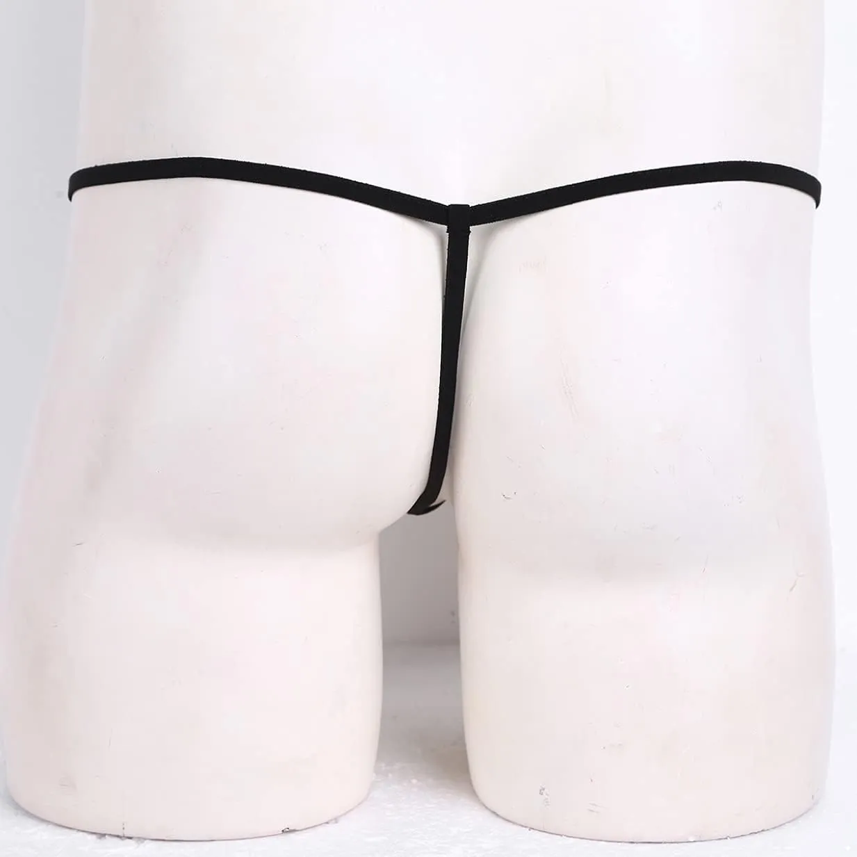 Mens Wet Look Patent Leather Micro G-String Briefs Lingerie Open Butt T-Back Underwear with Holes
