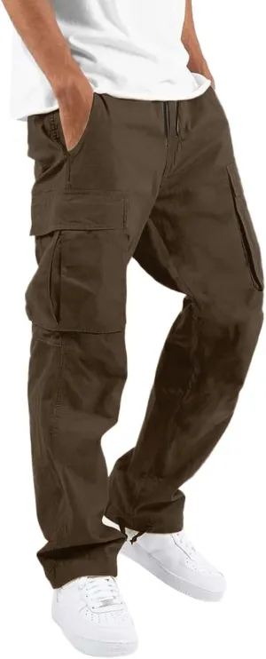 Mens Workout Cargo Sweatpants Pants Big and Tall Men's Elastic Waist Work Pants Loose Fit Lightweight Workwear Casual