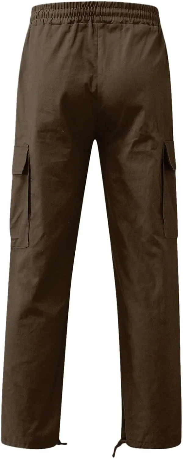 Mens Workout Cargo Sweatpants Pants Big and Tall Men's Elastic Waist Work Pants Loose Fit Lightweight Workwear Casual