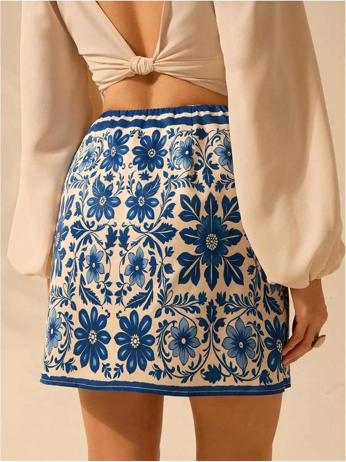 Milumia Women's Floral Knot Side Wrap Skirt High Waist Asymmetrical Skort