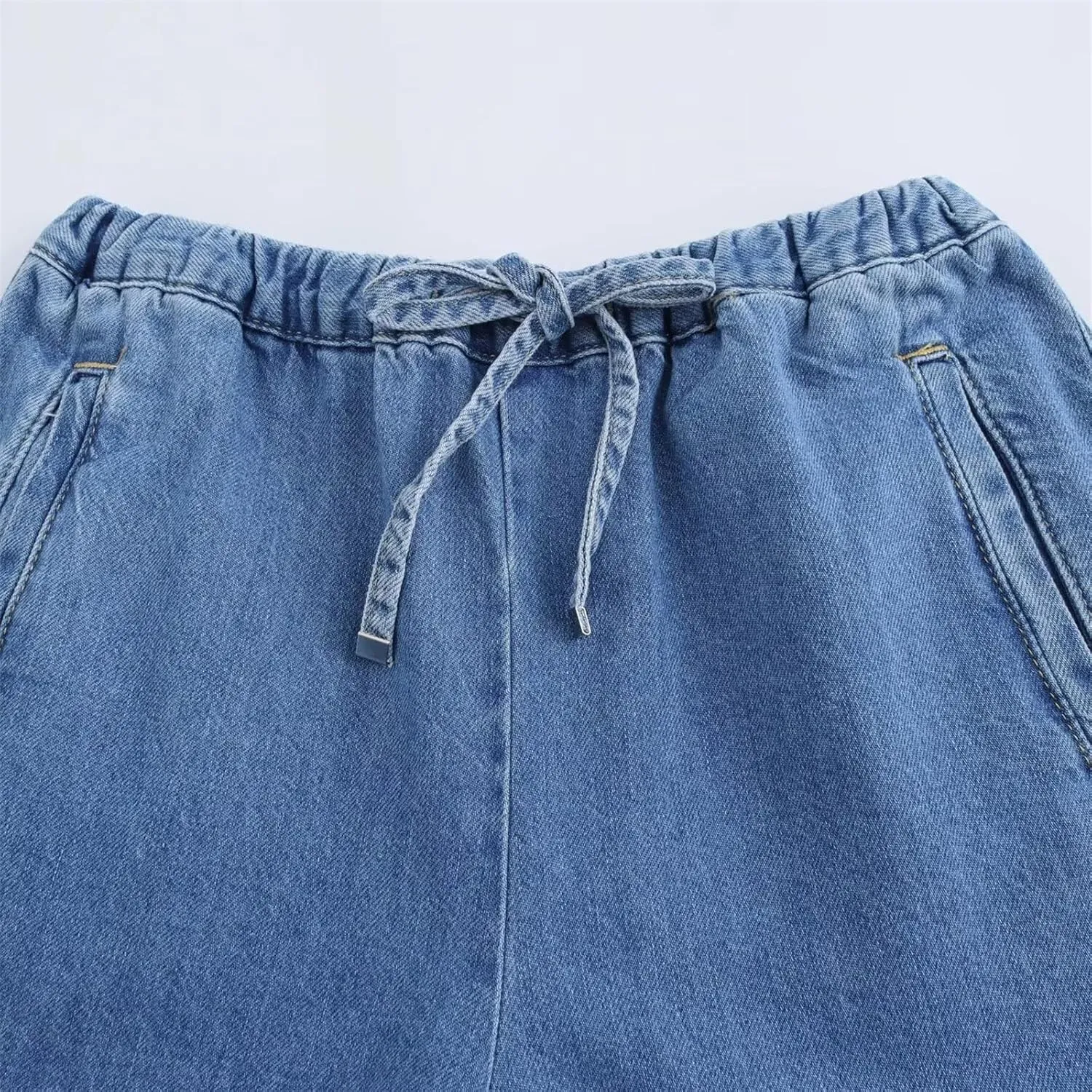 Mnjyihy Women's Denim Shirt Set Casual Short Single-Breasted Denim Shirt High-Waisted Wide-Leg Pants Set