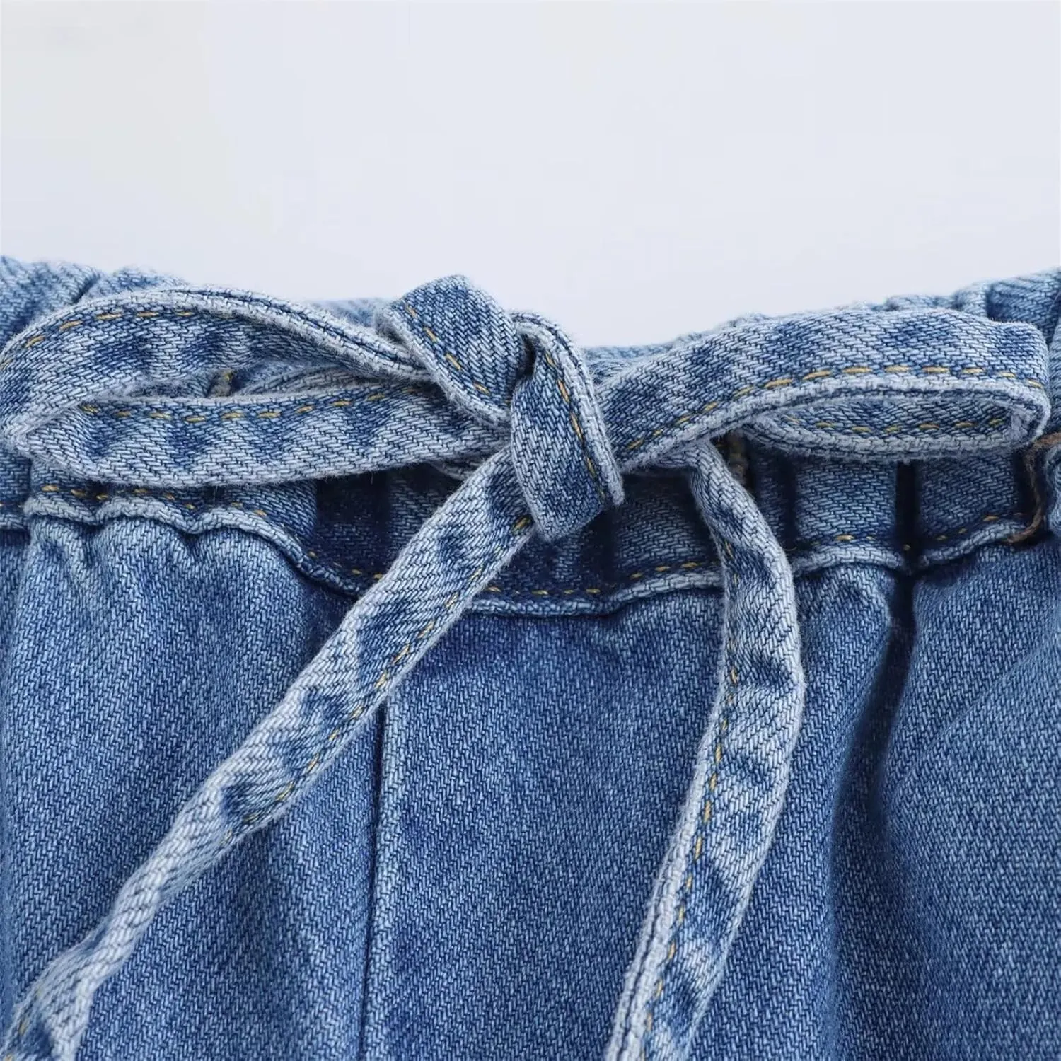 Mnjyihy Women's Denim Shirt Set Casual Short Single-Breasted Denim Shirt High-Waisted Wide-Leg Pants Set