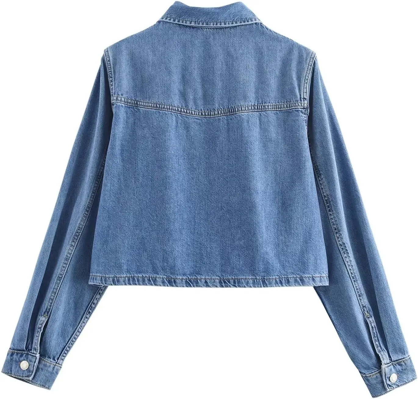 Mnjyihy Women's Denim Shirt Set Casual Short Single-Breasted Denim Shirt High-Waisted Wide-Leg Pants Set