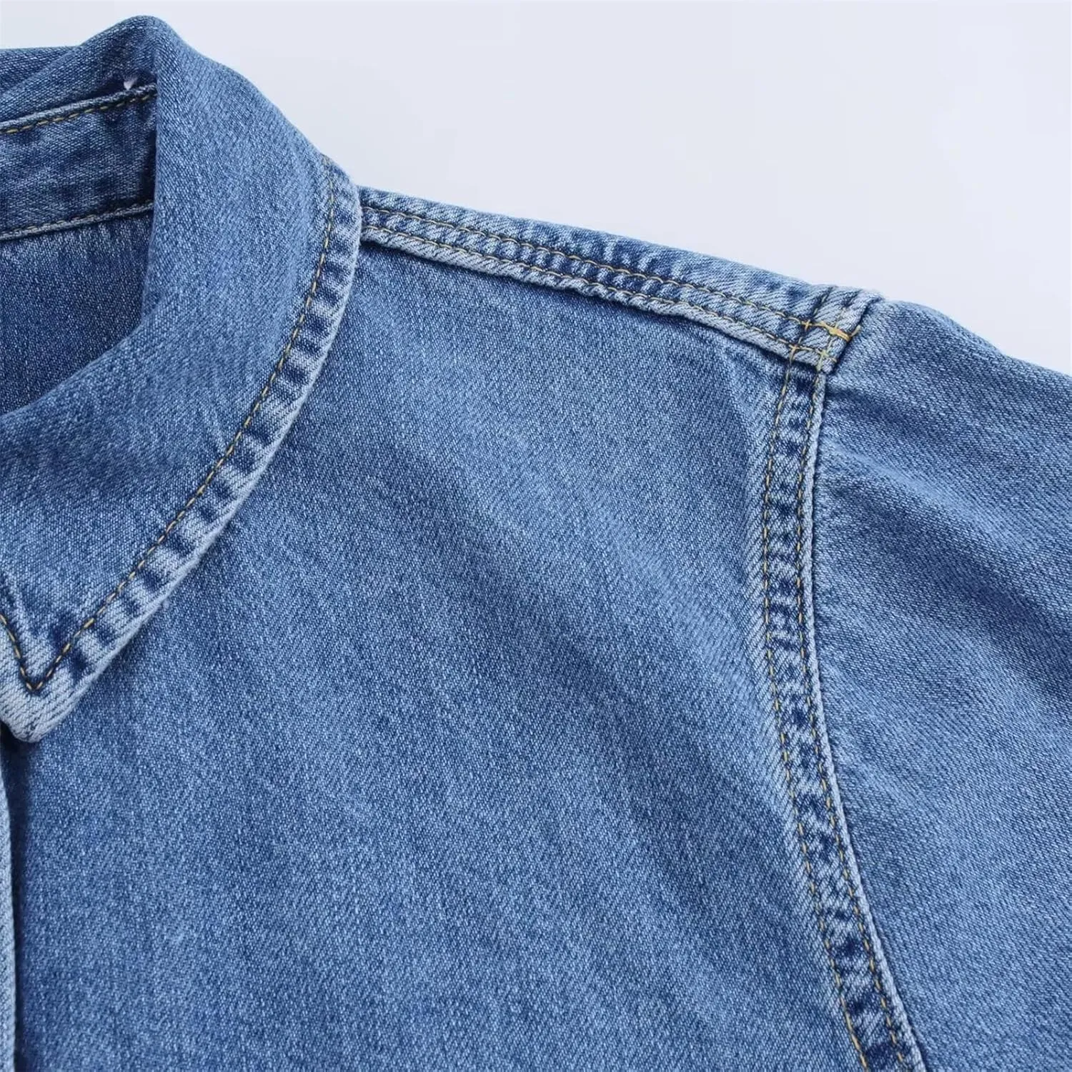 Mnjyihy Women's Denim Shirt Set Casual Short Single-Breasted Denim Shirt High-Waisted Wide-Leg Pants Set
