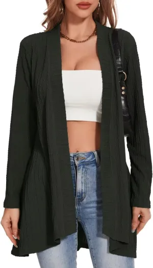 MONNURO Plus Size Women's Lightweight Open Front Cardigan Sweaters with High-Low Hem
