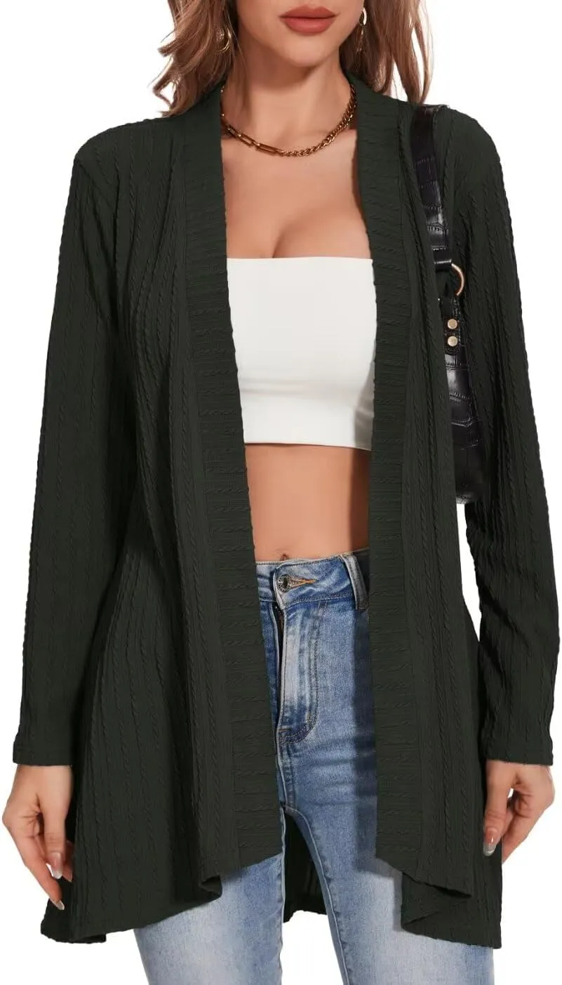 MONNURO Plus Size Women's Lightweight Open Front Cardigan Sweaters with High-Low Hem