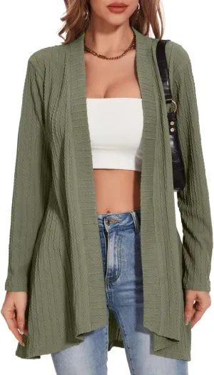 MONNURO Plus Size Women's Lightweight Open Front Cardigan Sweaters with High-Low Hem