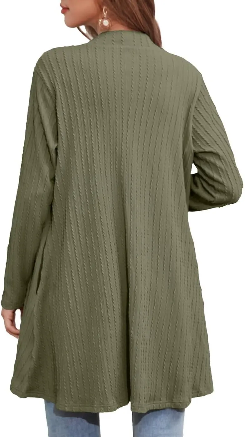 MONNURO Plus Size Women's Lightweight Open Front Cardigan Sweaters with High-Low Hem