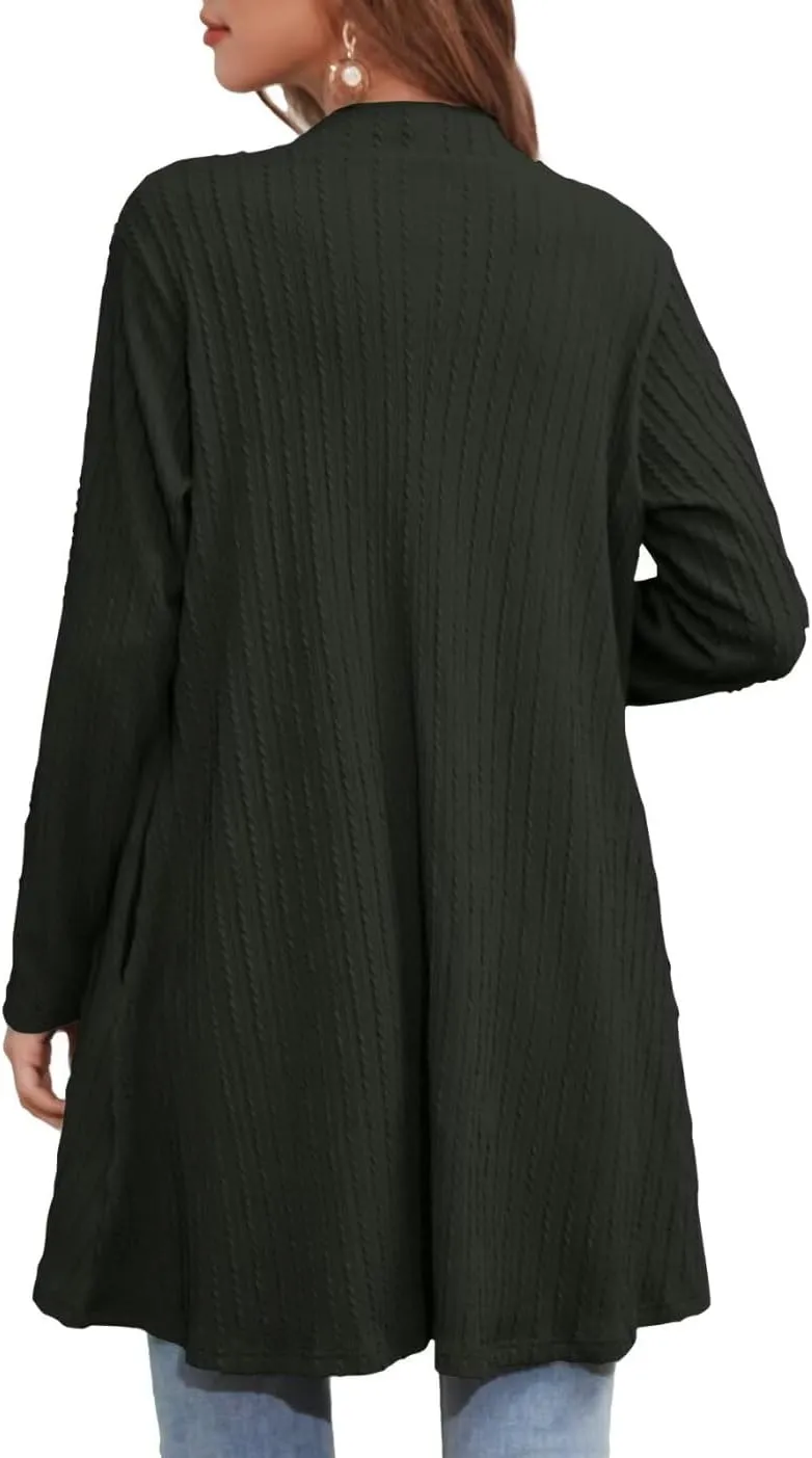 MONNURO Plus Size Women's Lightweight Open Front Cardigan Sweaters with High-Low Hem