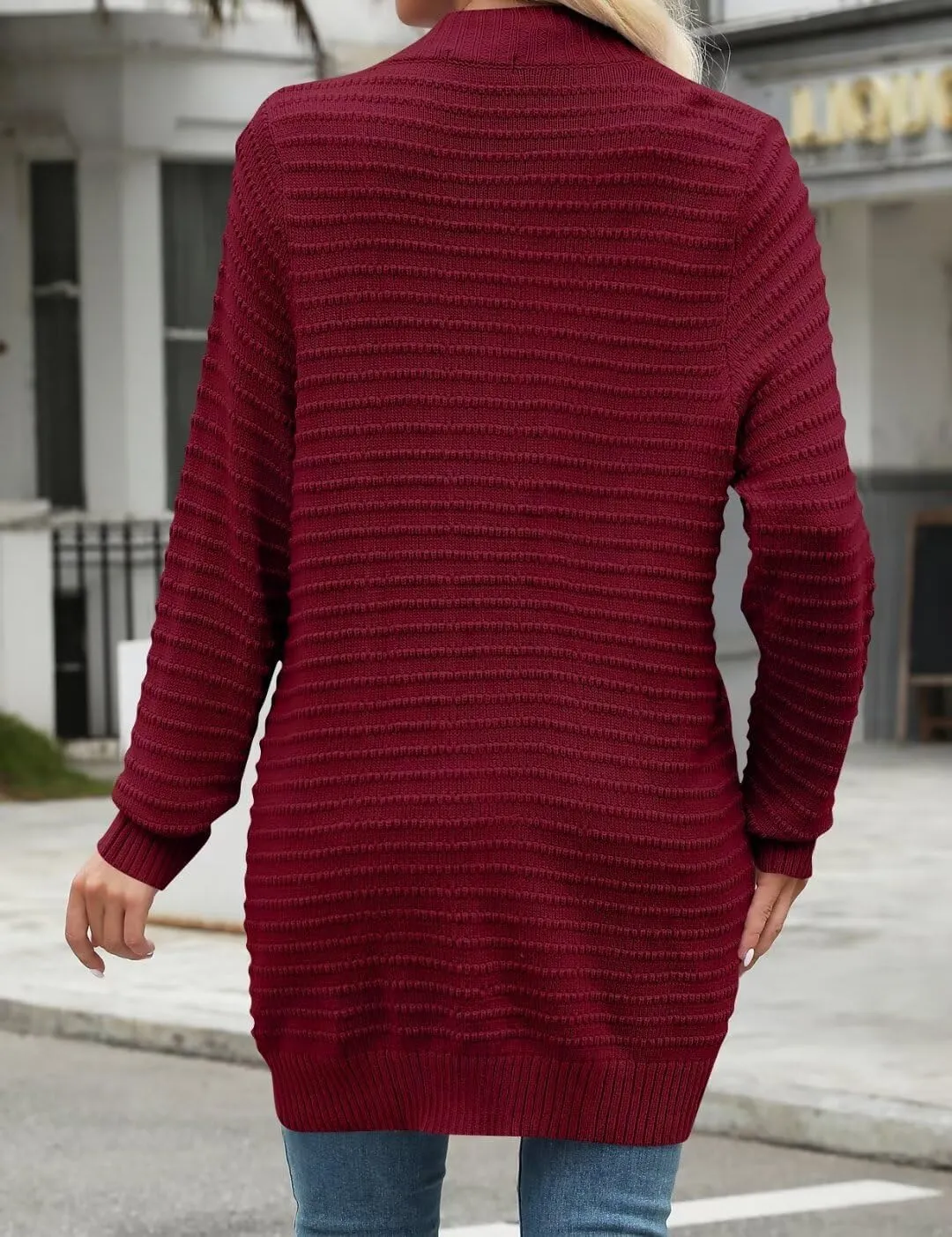 MONNURO Womens Plus Size Cardigan 2024 Lightweight Ribbed Knit Textured Open Front Sweaters Coat with Pockets