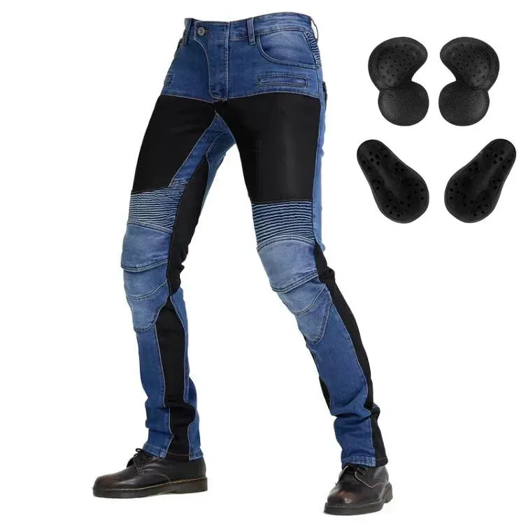 Motorcycle Protective Riding Pants – Anti-Fall Jeans with Protective Gear for Men, Black and Green