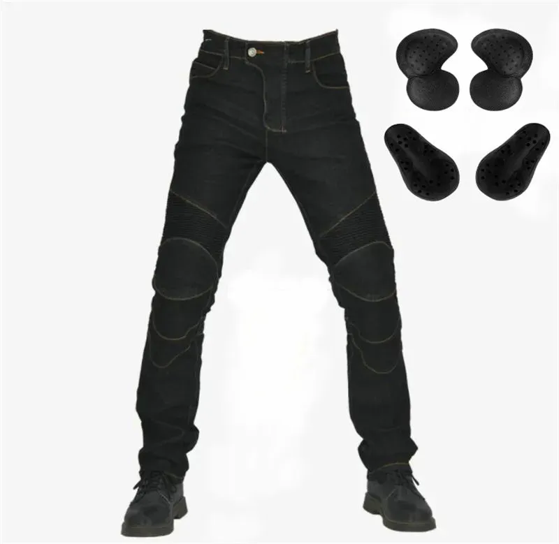 Motorcycle Protective Riding Pants – Anti-Fall Jeans with Protective Gear for Men, Black and Green