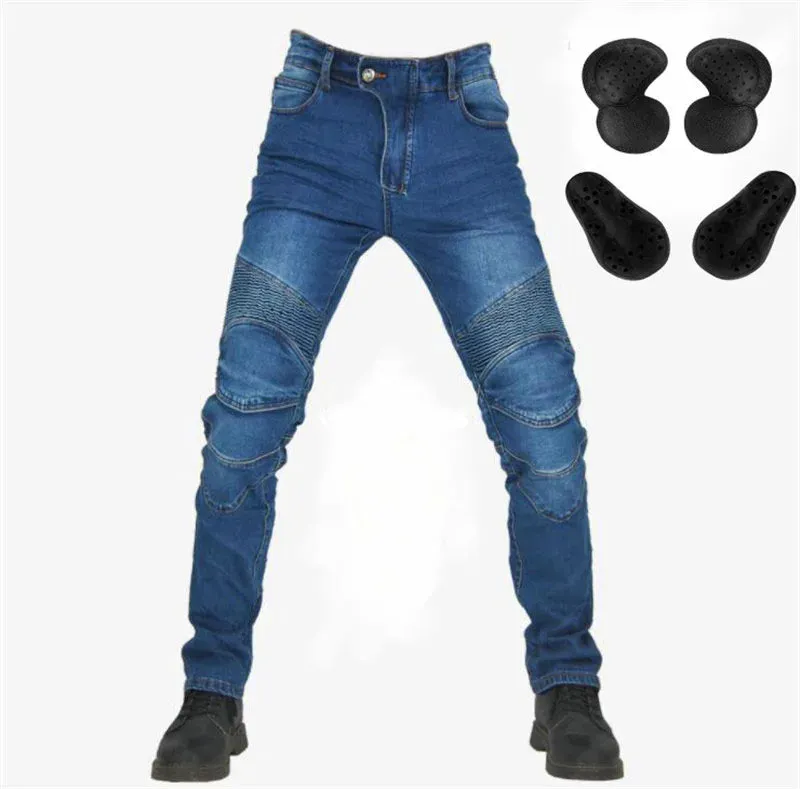 Motorcycle Protective Riding Pants – Anti-Fall Jeans with Protective Gear for Men, Black and Green