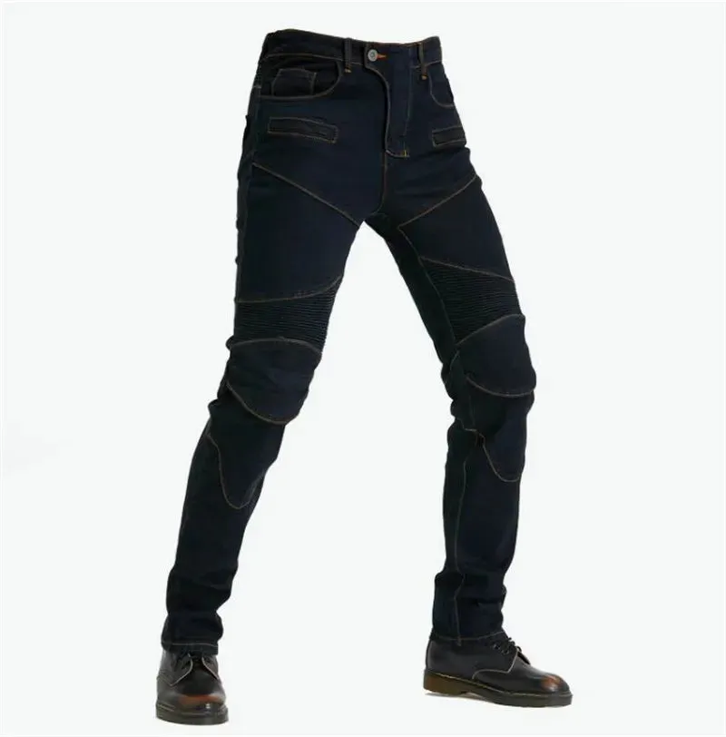 Motorcycle Protective Riding Pants – Anti-Fall Jeans with Protective Gear for Men, Black and Green