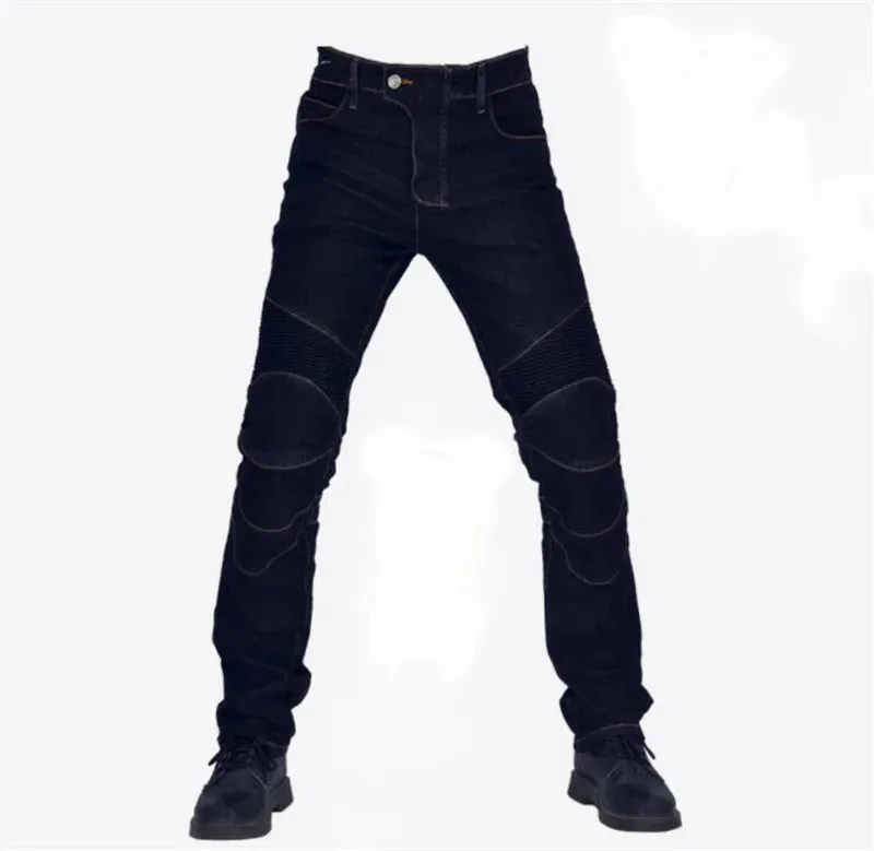 Motorcycle Protective Riding Pants – Anti-Fall Jeans with Protective Gear for Men, Black and Green